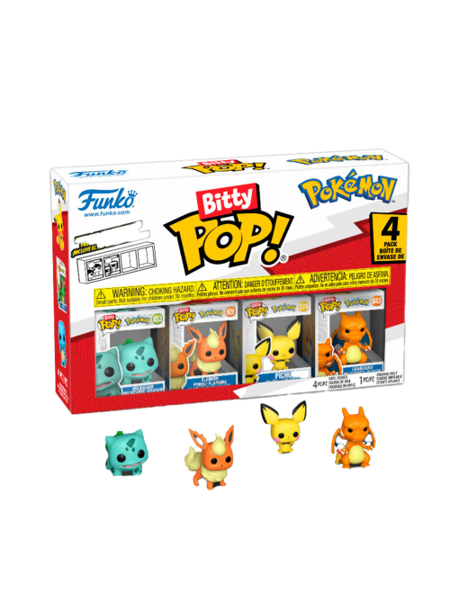 Bitty POP! – Pokémon Bulbasaur, Flareon, Pichu en Charizard